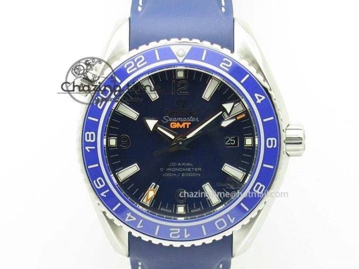 0427 Planet Ocean 45mm GMT DLC RG JHF Best Edition Black Dial On Leather Strap A Soft 8193